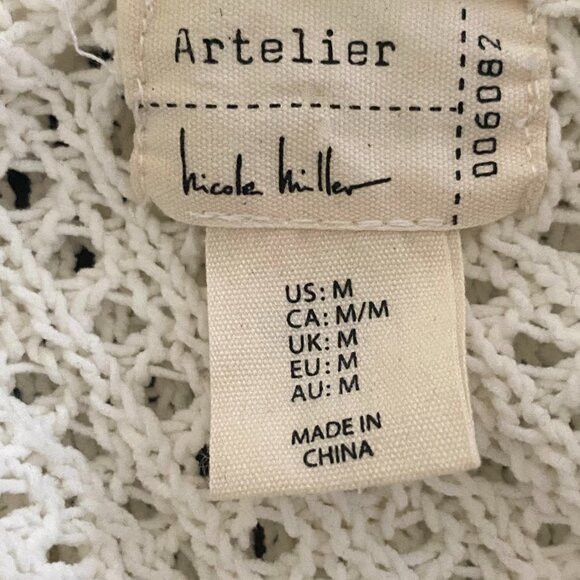 Artelier Nicole Miller Crochet Knit Zipper Hoodie Off-White Wms Sz M NWT - Picture 7 of 8